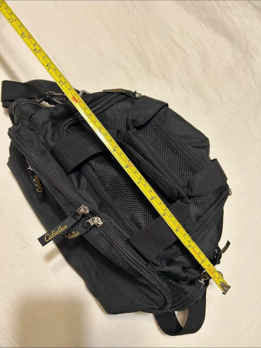 Cabela's Black Messenger Bag with Gold Logo